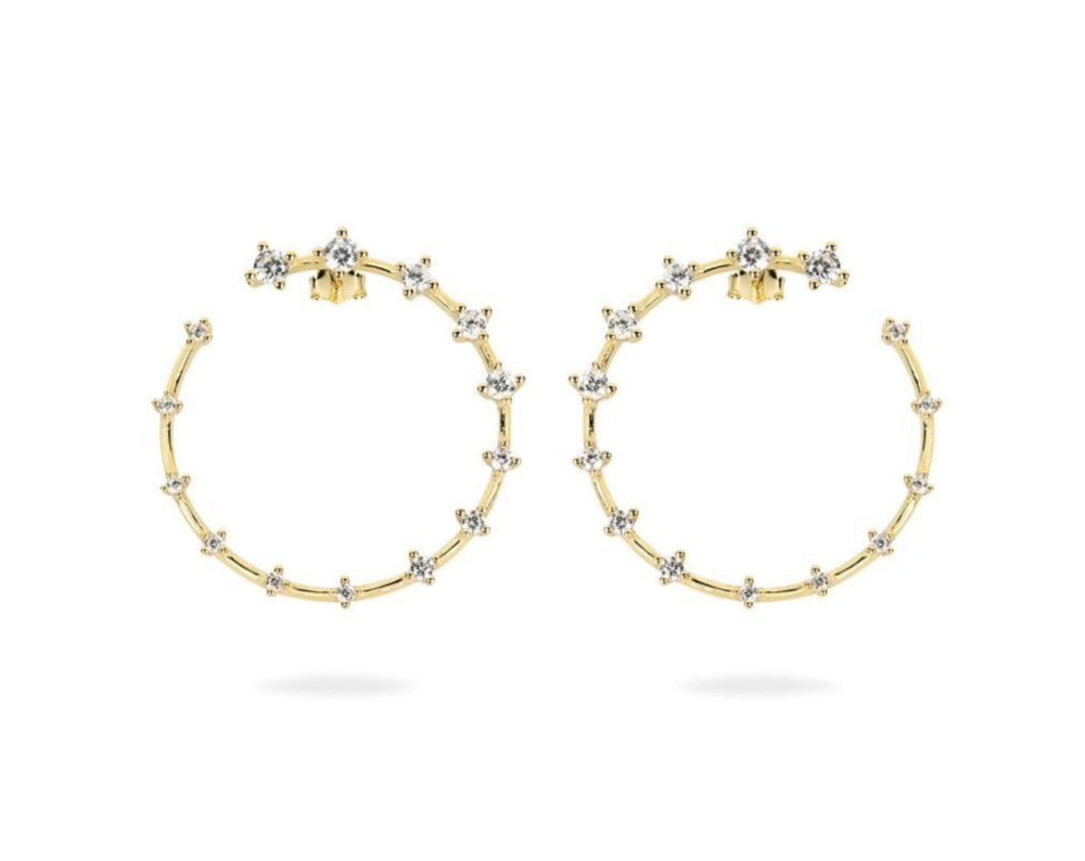 GIZA Diamond Row OPEN Circle Earrings - Gold - CLASSYANDFABULOUS JEWELRY