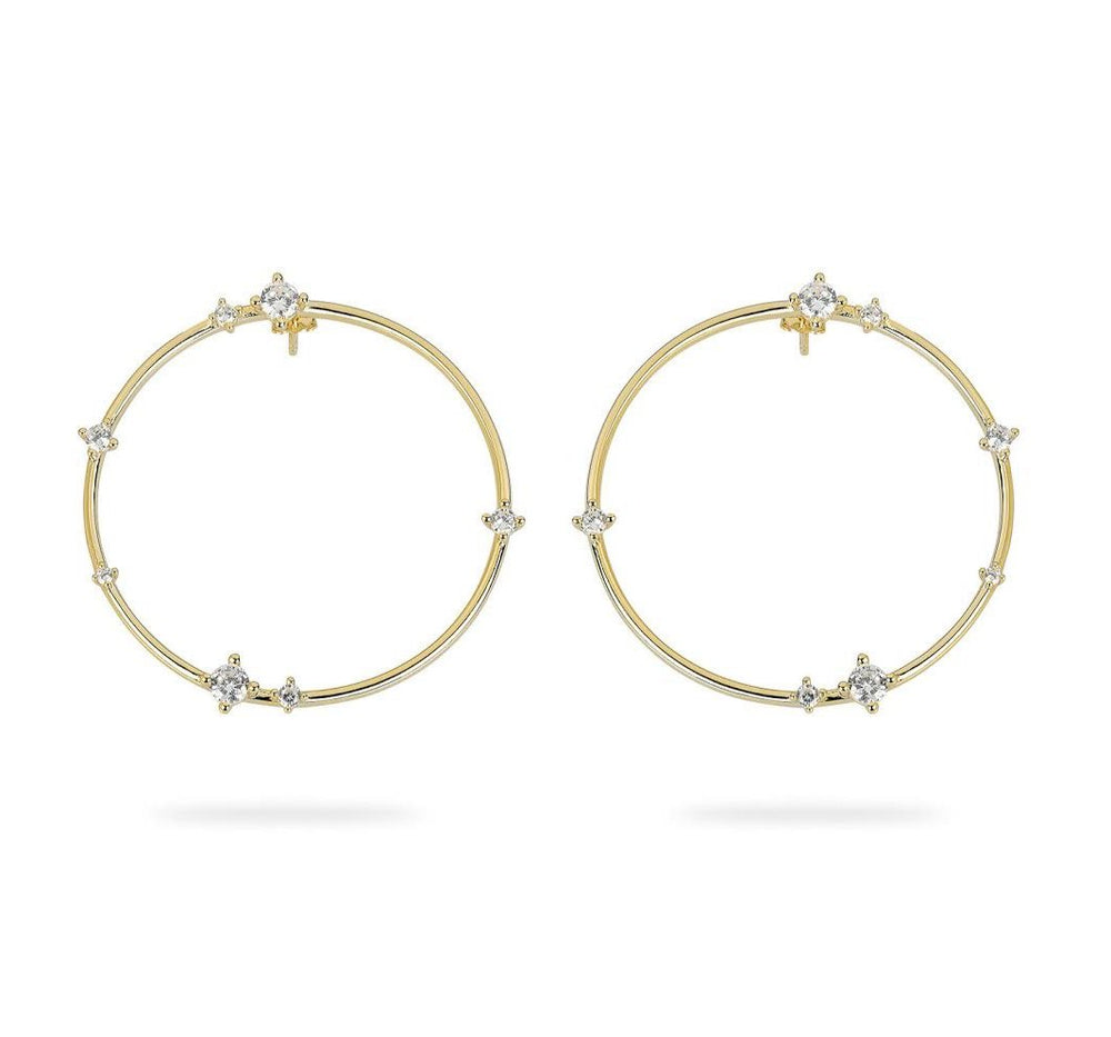GIZA Scattered Diamond Big Circle Earrings - Gold - CLASSYANDFABULOUS JEWELRY