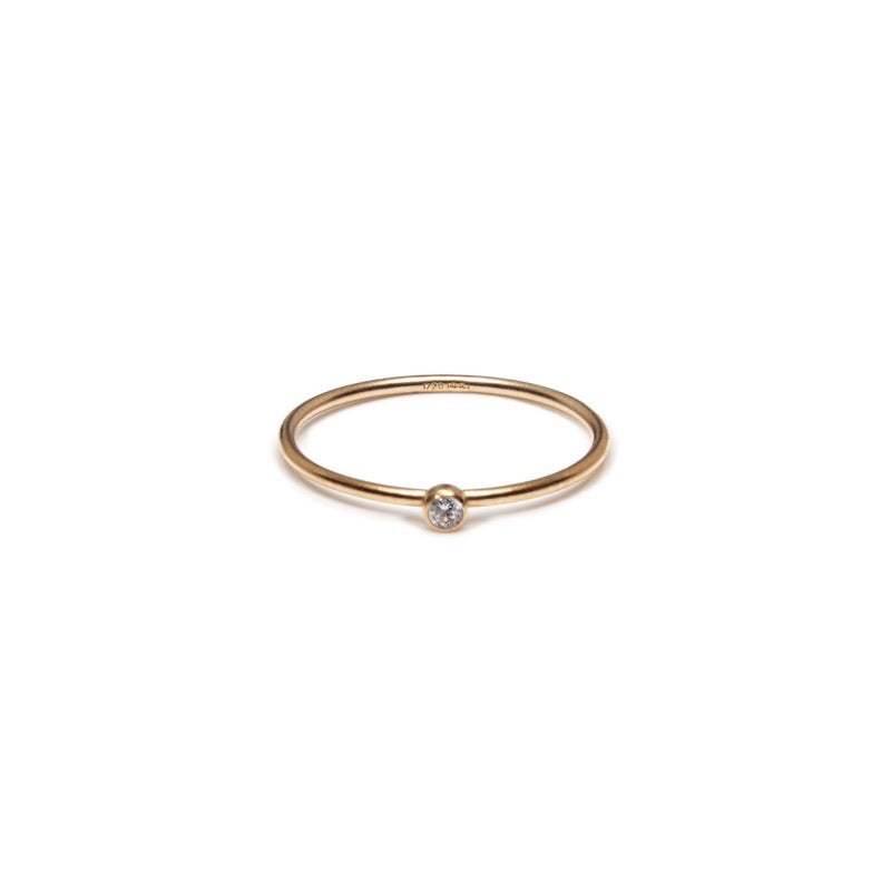 TARA Ring - Zarter Ring mit kleinem Edelstein -  Gold/ Weiß - CLASSYANDFABULOUS JEWELRY