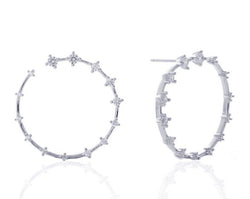 GIZA Diamond Row OPEN Circle Earrings - Silber