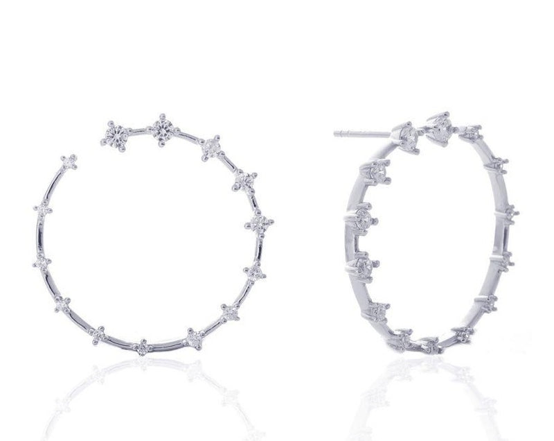 GIZA Diamond Row OPEN Circle Earrings - Silber