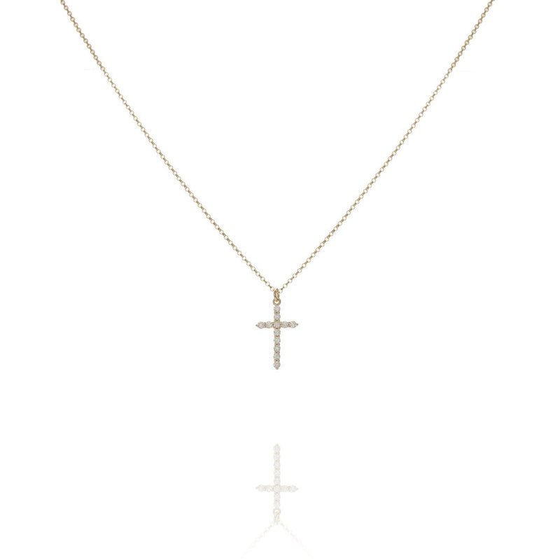VARA -The Cross Necklace  - Kette mit elegantem Pavé- Kreuz Anhänger -  Gold - CLASSYANDFABULOUS JEWELRY