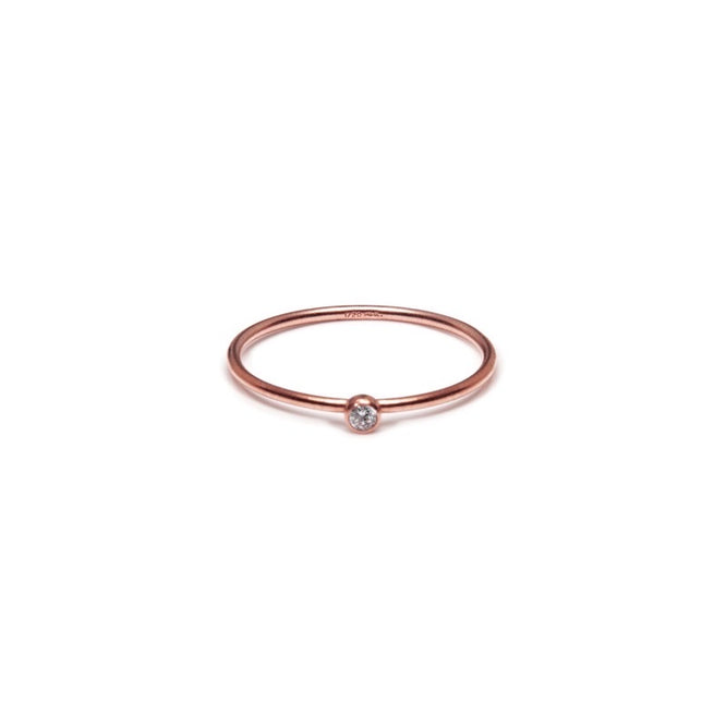 TARA Ring - Zarter Ring mit kleinem Edelstein -  Roségold/ Weiß - CLASSYANDFABULOUS JEWELRY