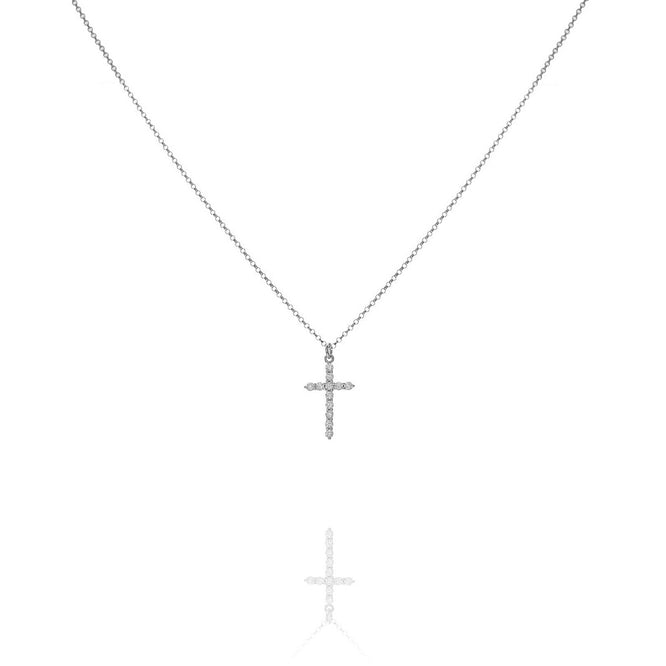 VARA -The Cross Necklace  - Kette mit elegantem Pavé- Kreuz Anhänger -  Silber - CLASSYANDFABULOUS JEWELRY