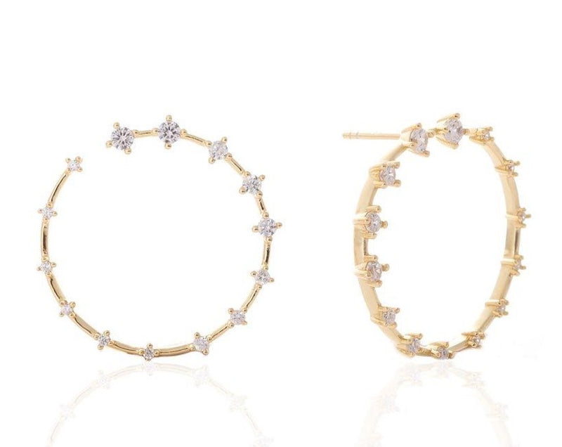 GIZA Diamond Row OPEN Circle Earrings - Gold