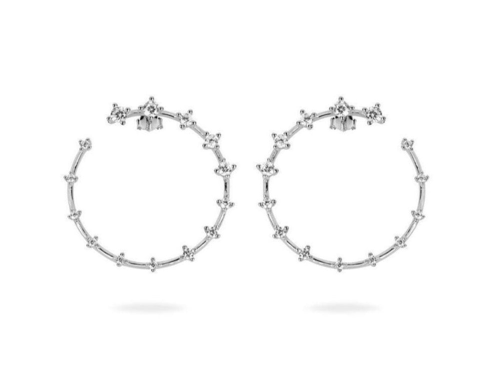 GIZA Diamond Row OPEN Circle Earrings - Silber - CLASSYANDFABULOUS JEWELRY