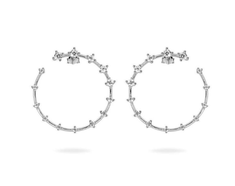GIZA Diamond Row OPEN Circle Earrings - Silber - CLASSYANDFABULOUS JEWELRY