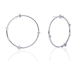GIZA Scattered Diamond Big Circle Earrings - Silber