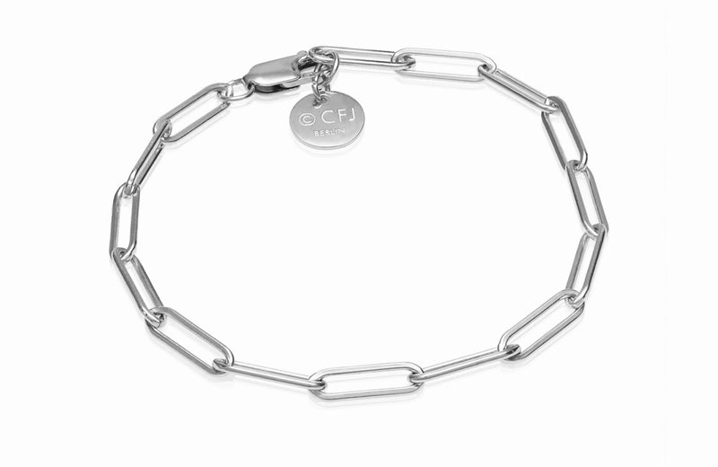 VALDA Large Long Link Bracelet - stylisches Gliederarmband -  Silber - CLASSYANDFABULOUS JEWELRY
