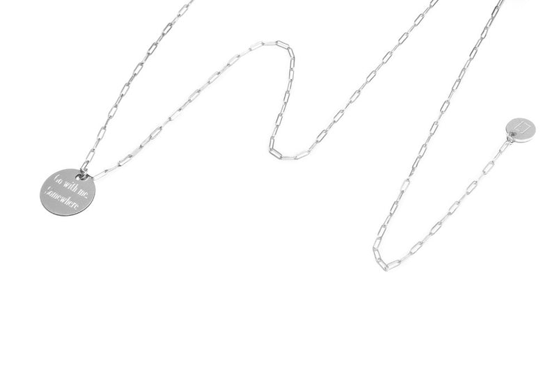 Mini Milestone Statement Chain - Kette mit grossem gravierbarem Medaillon Anhänger -  Silber - CLASSYANDFABULOUS JEWELRY