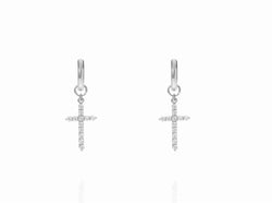 VARA Big Hoops - Creolen mit edlen Pavé Kreuz Anhängern -  Silber - CLASSYANDFABULOUS JEWELRY