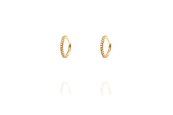 AZALEA Diamond Pearl Earring - Mini Loop - Gold - CLASSYANDFABULOUS JEWELRY