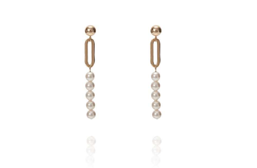 VALDA Pearl Earring - Short Up - Pearl/ Gold