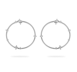 GIZA Scattered Diamond Big Circle Earrings - Silber - CLASSYANDFABULOUS JEWELRY