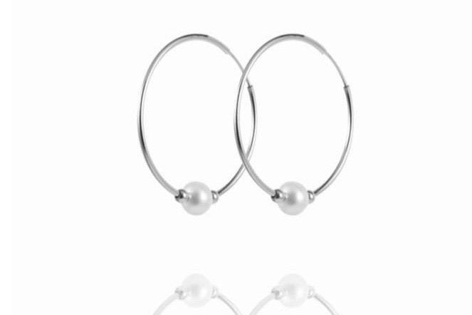 ALETTA Hoops - Creole mit Perle - Silber - CLASSYANDFABULOUS JEWELRY