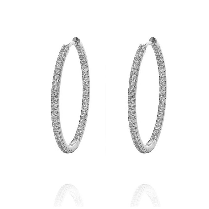 ALEA 2in1 - DIAMOND INSIDE OUTSIDE HOOPS -  Silber