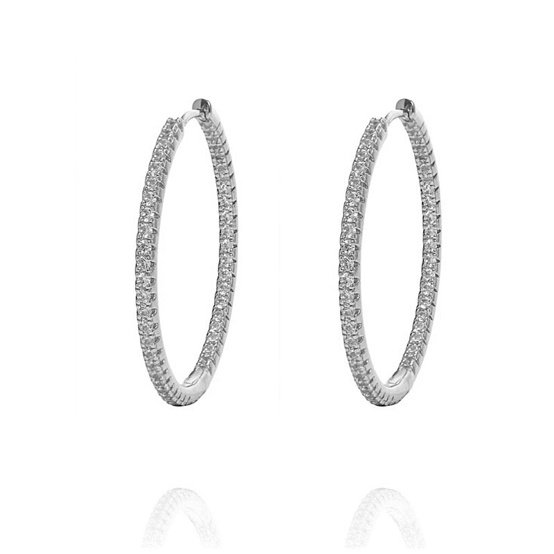 ALEA 2in1 - DIAMOND INSIDE OUTSIDE HOOPS - Maxi-  Silber